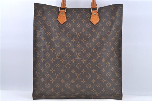 Authentic Louis Vuitton Monogram Sac Plat Hand Bag M51140 LV H9345