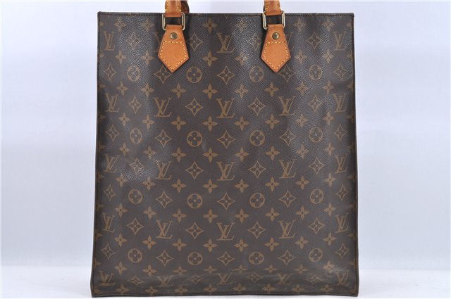 Authentic Louis Vuitton Monogram Sac Plat Hand Bag M51140 LV H9345