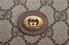 Authentic GUCCI Pouch Clutch Bag Purse GG PVC Leather Brown H9357