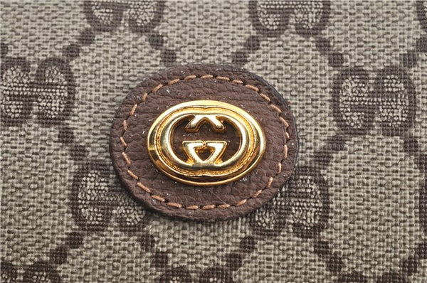 Authentic GUCCI Pouch Clutch Bag Purse GG PVC Leather Brown H9357