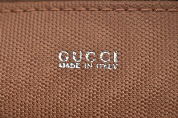 Authentic GUCCI Pouch Clutch Bag Purse GG PVC Leather Brown H9357