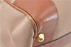 Authentic CELINE Hand Boston Bag Nylon Leather Beige Brown H9366