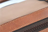 Authentic CELINE Hand Boston Bag Nylon Leather Beige Brown H9366