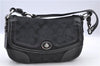 Authentic COACH Signature Shoulder Hand Bag Canvas Leather 10983 Black H9372