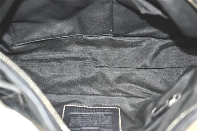 Authentic COACH Signature Shoulder Cross Bag Canvas Leather F07077 Black H9374