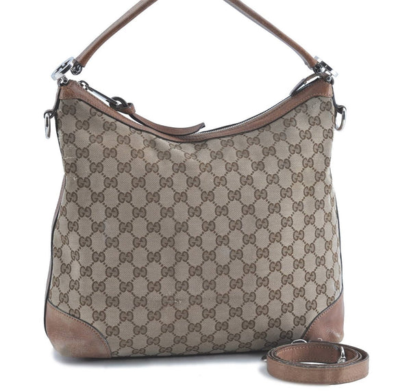 Auth GUCCI Twins 2Way Shoulder Hand Bag GG Canvas Leather 326514 Brown H9378