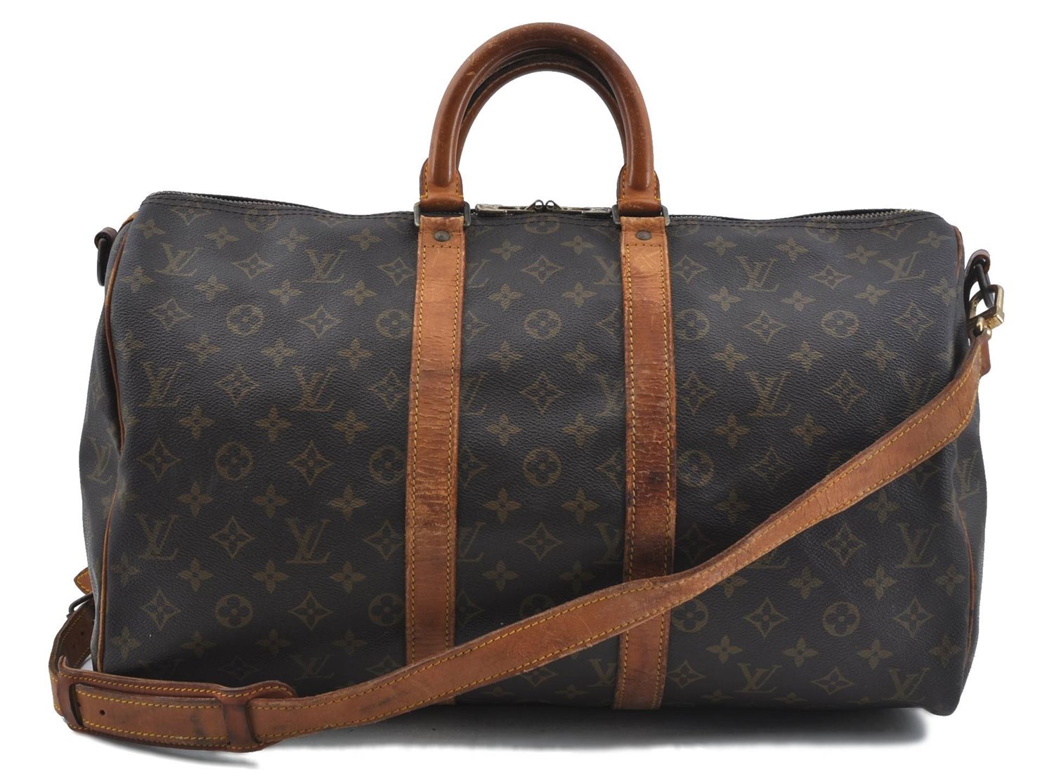 Auth Louis Vuitton Monogram Keepall Bandouliere 45 Boston Bag M41418 LV H9379