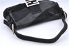 Authentic FENDI Mamma Baguette Shoulder Hand Bag Unborn Calf Fur Black H9380