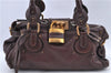 Authentic Chloe Paddington Leather Shoulder Hand Bag Brown H9383