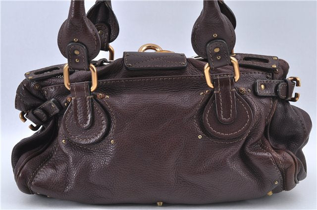 Authentic Chloe Paddington Leather Shoulder Hand Bag Brown H9383