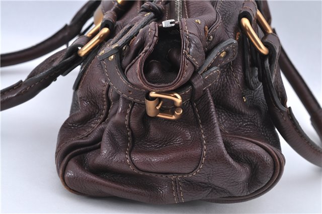 Authentic Chloe Paddington Leather Shoulder Hand Bag Brown H9383