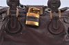 Authentic Chloe Paddington Leather Shoulder Hand Bag Brown H9383