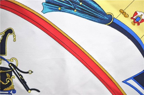 Authentic HERMES Carre 90 Scarf "SPRINGS" Silk White H9386