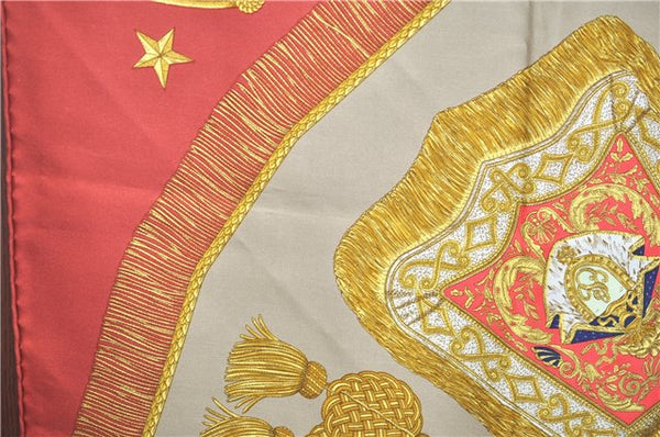 Authentic HERMES Carre 90 Scarf "Poste et Cavalerie" Silk Red H9389