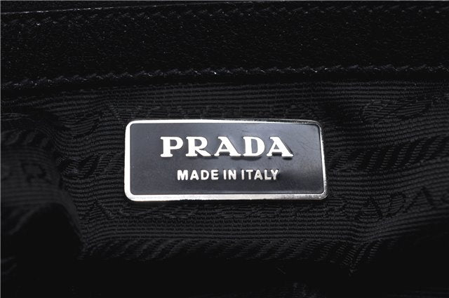 Authentic PRADA Canvas Leather Shoulder Boston Bag BL0187 Black H9391