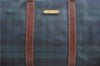 Auth POLO Ralph Lauren Vintage Check PVC Leather Travel Boston Bag Green H9397