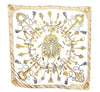 Authentic HERMES Carre 90 Scarf "Key Tassel Motif" Silk Beige White H9402