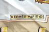 Authentic HERMES Carre 90 Scarf "Key Tassel Motif" Silk Beige White H9402