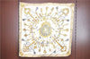 Authentic HERMES Carre 90 Scarf "Key Tassel Motif" Silk Beige White H9402