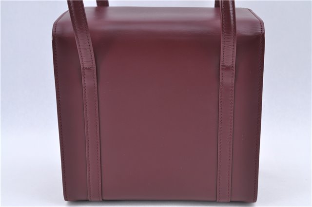 Authentic BURBERRY Vintage Leather Hand Bag Purse Bordeaux Red H9406