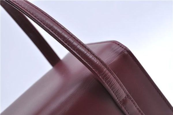 Authentic BURBERRY Vintage Leather Hand Bag Purse Bordeaux Red H9406