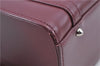 Authentic BURBERRY Vintage Leather Hand Bag Purse Bordeaux Red H9406