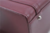 Authentic BURBERRY Vintage Leather Hand Bag Purse Bordeaux Red H9406