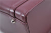 Authentic BURBERRY Vintage Leather Hand Bag Purse Bordeaux Red H9406