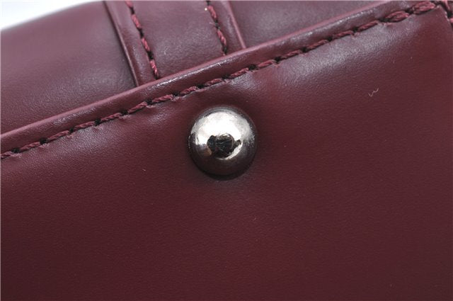 Authentic BURBERRY Vintage Leather Hand Bag Purse Bordeaux Red H9406