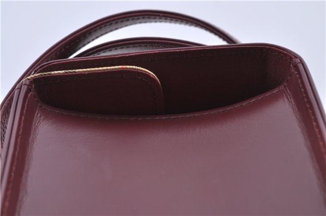 Authentic BURBERRY Vintage Leather Hand Bag Purse Bordeaux Red H9406