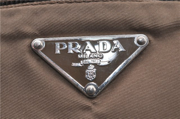 Auth PRADA Nylon Leather Shoulder Cross Body Bag Purse BT0420 Brown Khaki H9408