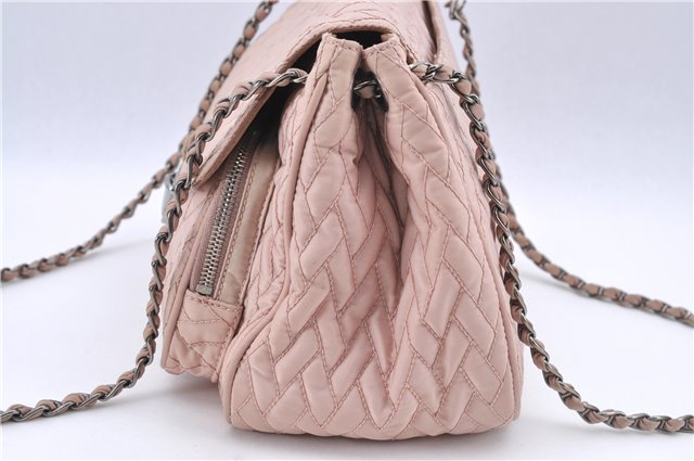 Authentic PRADA Nylon Chain Shoulder Bag Purse BR4612 Light Pink H9409