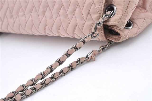 Authentic PRADA Nylon Chain Shoulder Bag Purse BR4612 Light Pink H9409