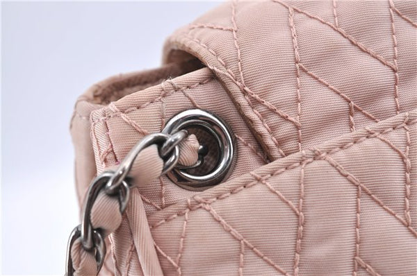 Authentic PRADA Nylon Chain Shoulder Bag Purse BR4612 Light Pink H9409