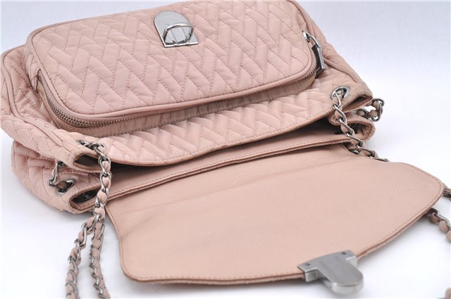 Authentic PRADA Nylon Chain Shoulder Bag Purse BR4612 Light Pink H9409