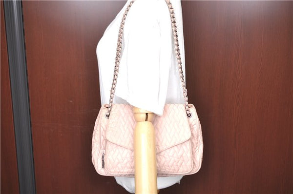 Authentic PRADA Nylon Chain Shoulder Bag Purse BR4612 Light Pink H9409