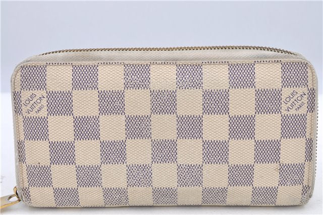 Authentic Louis Vuitton Damier Azur Zippy Wallet Long Purse N60019 LV H9410