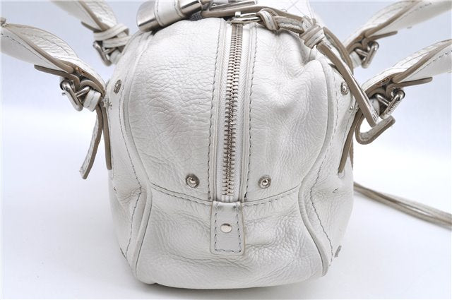 Authentic Chloe Paddington Leather Hand Bag Purse White H9414