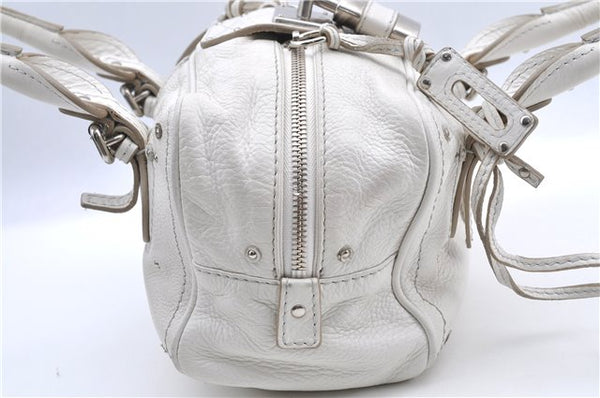 Authentic Chloe Paddington Leather Hand Bag Purse White H9414