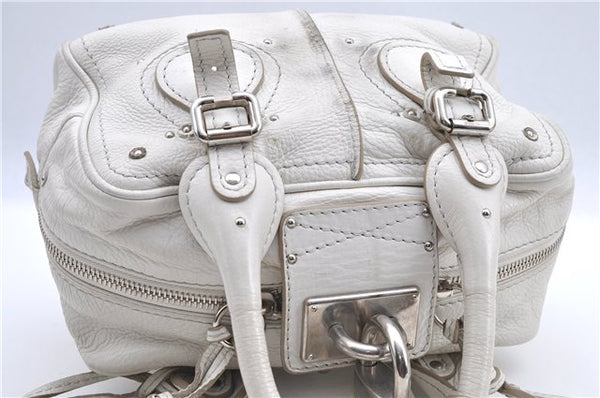 Authentic Chloe Paddington Leather Hand Bag Purse White H9414