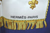 Auth HERMES Carre 90 Scarf "VUE DU CARROSSE DE LA GALERE LA" Silk Navy H9415