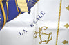 Auth HERMES Carre 90 Scarf "VUE DU CARROSSE DE LA GALERE LA" Silk Navy H9415