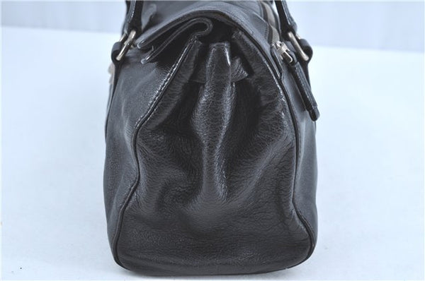 Authentic PRADA Leather Shoulder Hand Bag Purse Black H9417