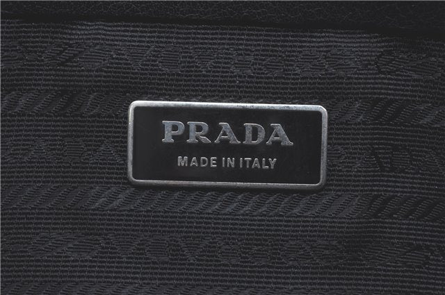 Authentic PRADA Leather Shoulder Hand Bag Purse Black H9417