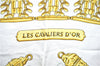 Authentic HERMES Carre 90 Scarf "LES CAVALIERS D`OR" Silk White H9420