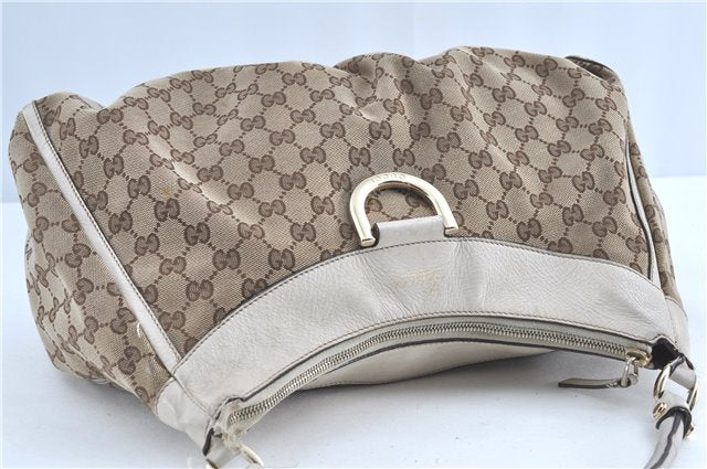 Authentic GUCCI Abbey Shoulder Hand Bag GG Canvas Leather 189833 Brown H9422