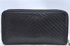 Authentic CHANEL Caviar Skin V Stitch Long Wallet Purse Black CC H9424