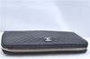 Authentic CHANEL Caviar Skin V Stitch Long Wallet Purse Black CC H9424