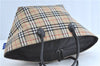 Authentic Burberrys BLUE LABEL Check Shoulder Tote Bag Nylon Leather Beige H9431