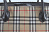 Authentic Burberrys BLUE LABEL Check Shoulder Tote Bag Nylon Leather Beige H9431